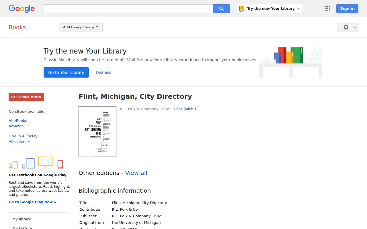 Genesee Township city directory digitized Flint volume lead on Google Books