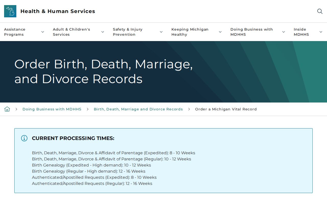 Genesee Township residents directory Michigan vital records ordering source