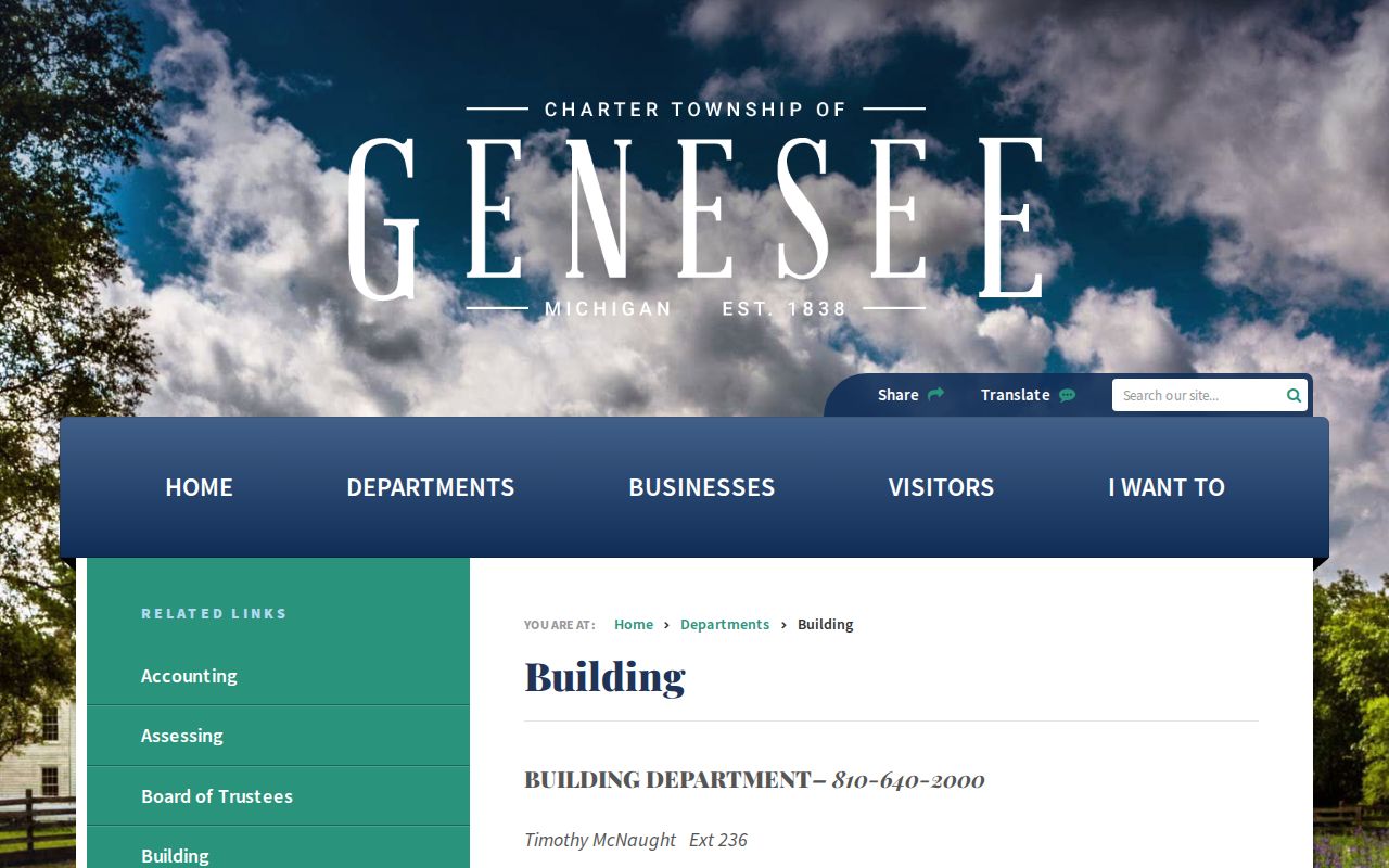 Genesee Township street directory building permit route